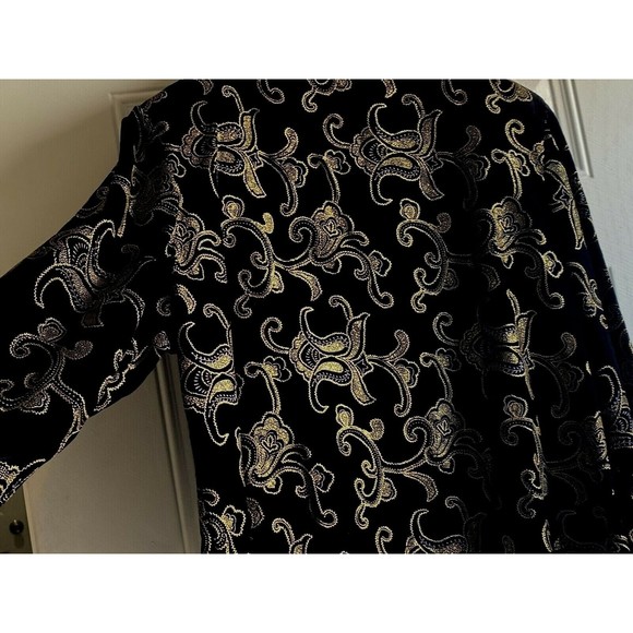 Vtg Maggie McNaughton Blazer/Shirt Black Velour/Velvet w Gold/Silver 24W - Picture 3 of 10